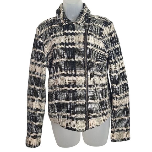 Lucky Brand Womens Harper Tweed Blazer Moto Long Sleeve Business Modern Large - Picture 1 of 12